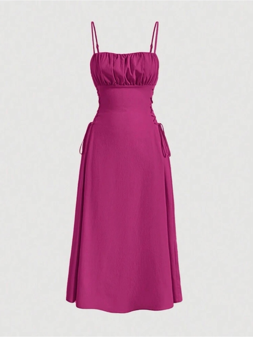 Spaghetti Strap Fuchsia Midi Dress